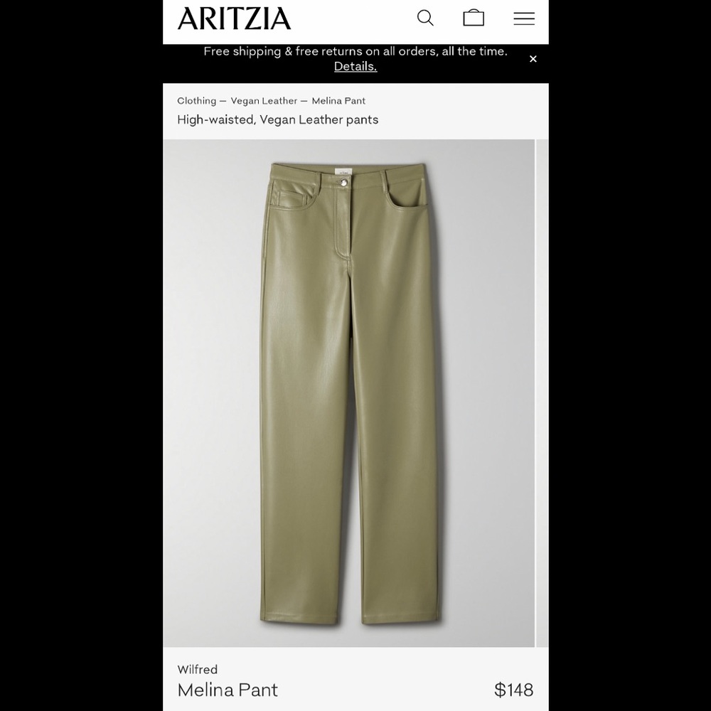 Aritzia Melina Vegan Leather pants